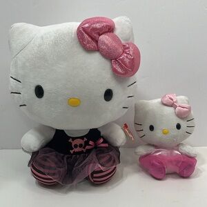 TY Beanie Buddy Hello Kitty skull dress goth plush doll and mini hello kitty toy
